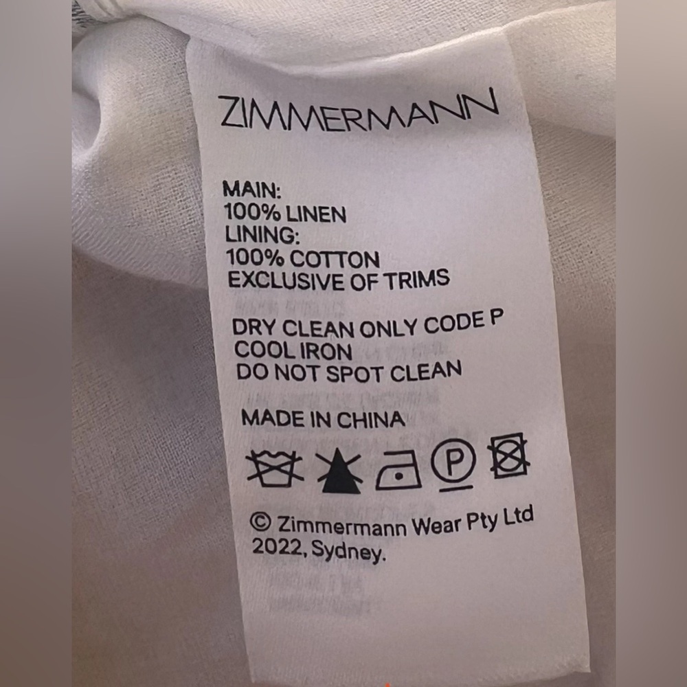 Zimmermann Lyre Wrap Billow Mini Dress Women’s Size 4 US 12 Light Pink Linen - Picture 16 of 16